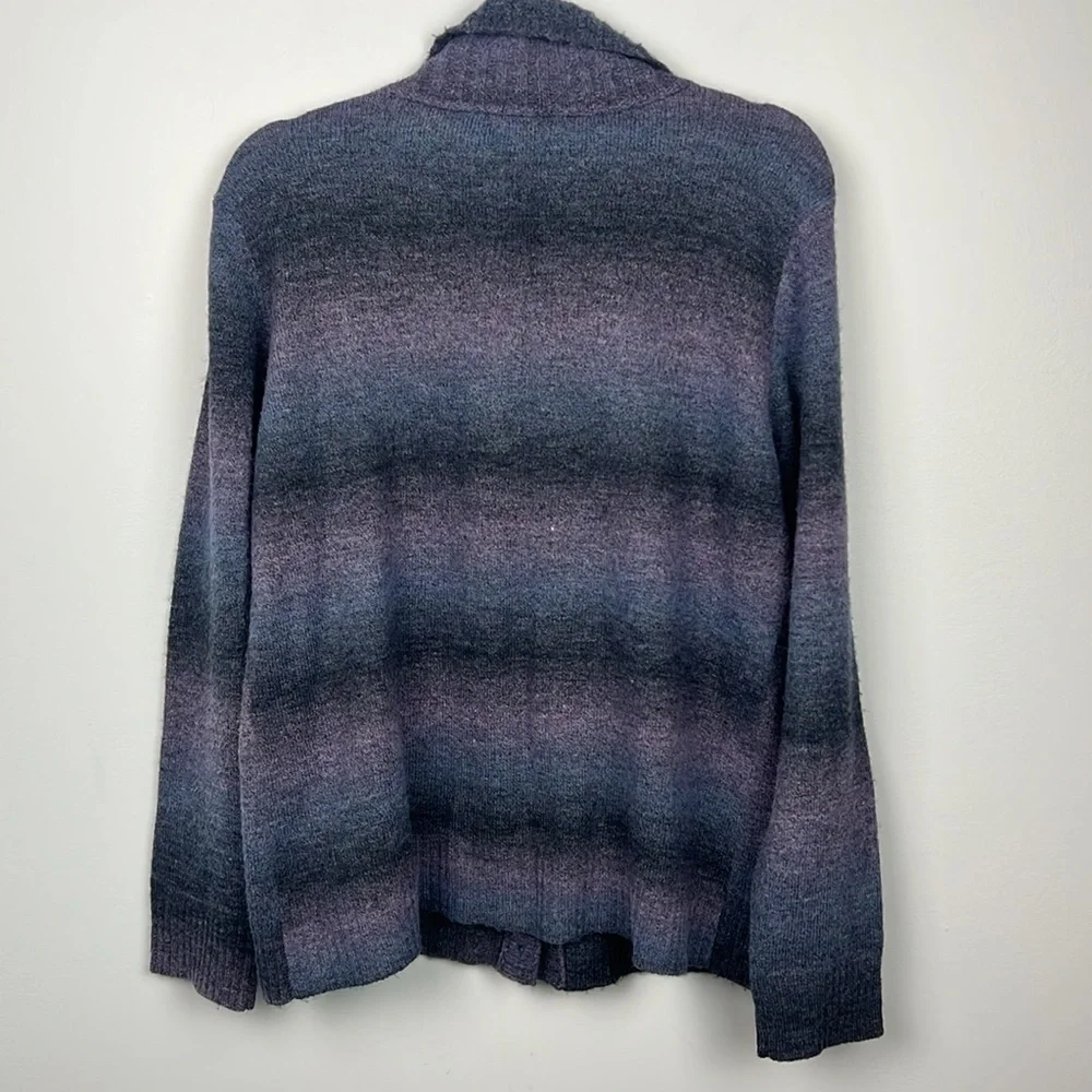 Charter Club large wool blend purple ombre button front cardigan
